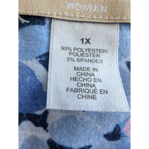 Alfred Dunner Women's Size 1x Plus Flowers Knit Blue Striped T Shirt Top EUC - Picture 8 of 13